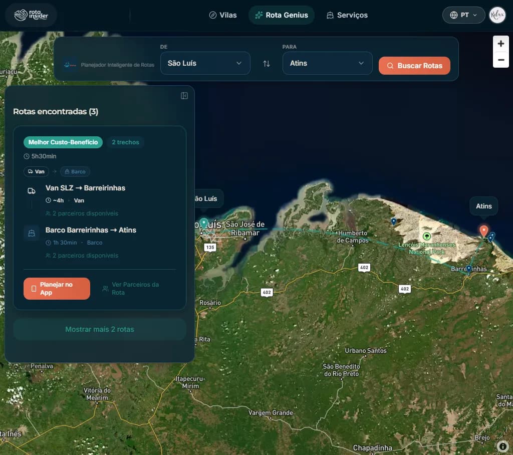 Rota Insider Website — Route planner with interactive map